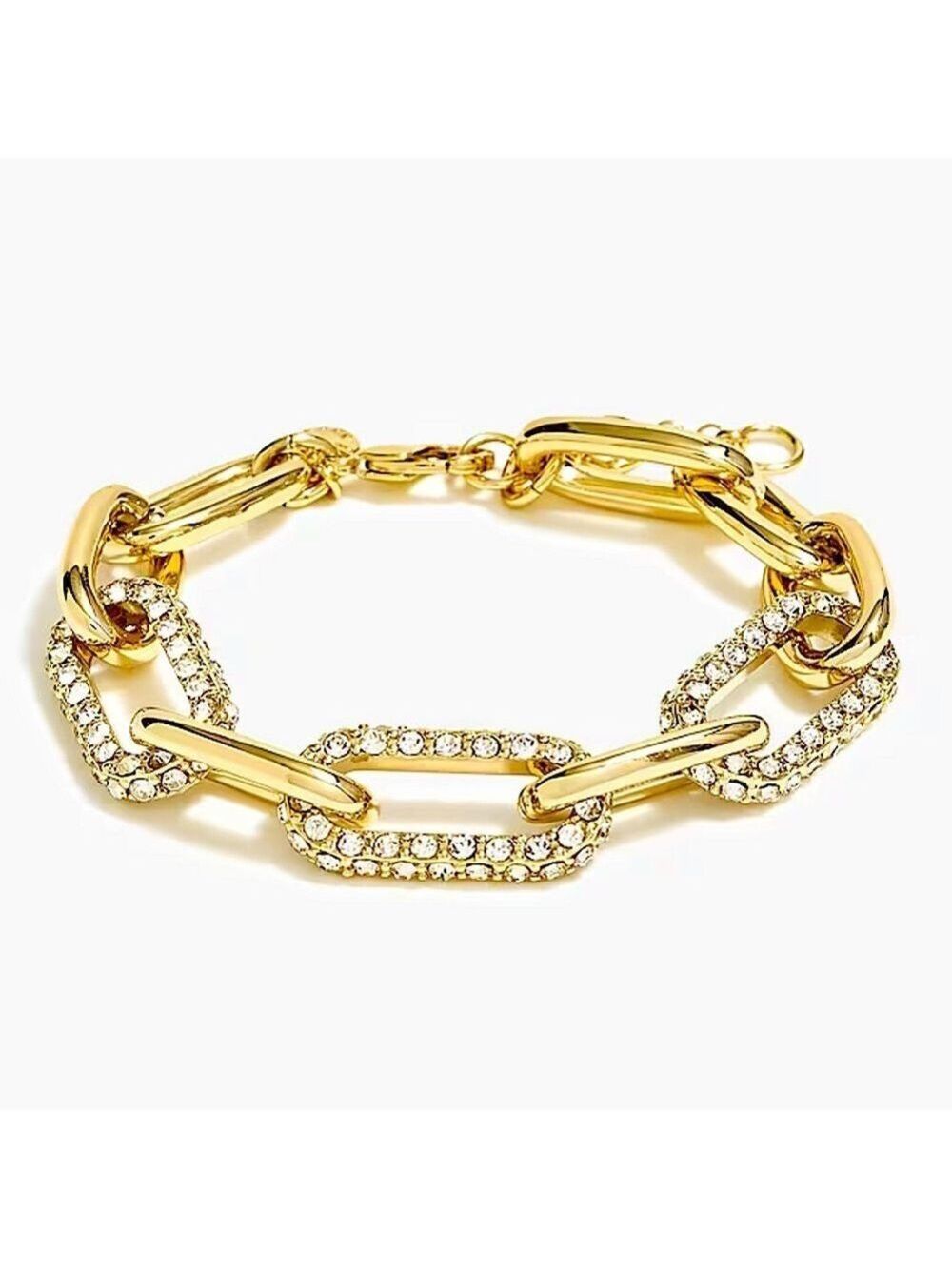 J. Crew Gold Chain-Link Bracelet with Sparkling Accents